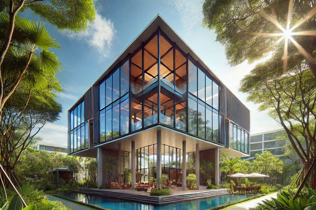Modern architecture symmetrical design and composition